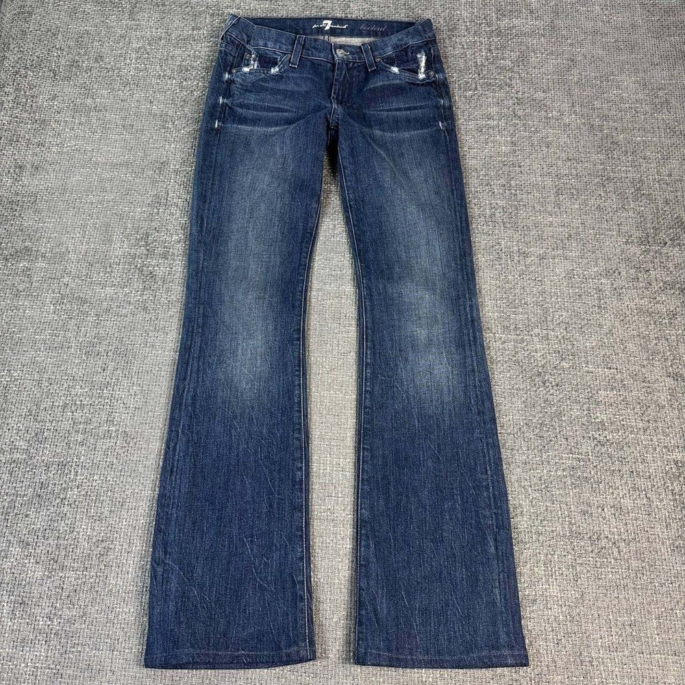 7 For All Mankind Bootcut Jeans Womens 24 Indigo Blue Low Rise Made in USA